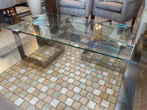 Rectangular Glass & Chrome Anchor Coffee Table by Donghia