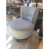 Transitional Gray Tufted Swivel Chair on Wood Base