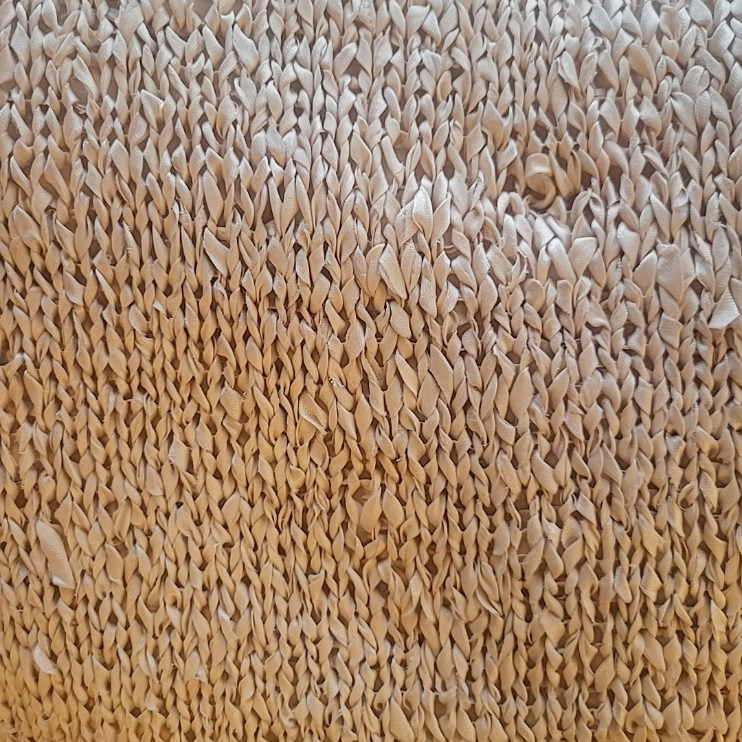 Beige Woven Square Pillow by Donna Karan w/ Down Insert - AS IS