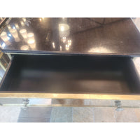 PAIR of Mirrored Glass Nightstands w/ Black Stone Tops (AS IS)