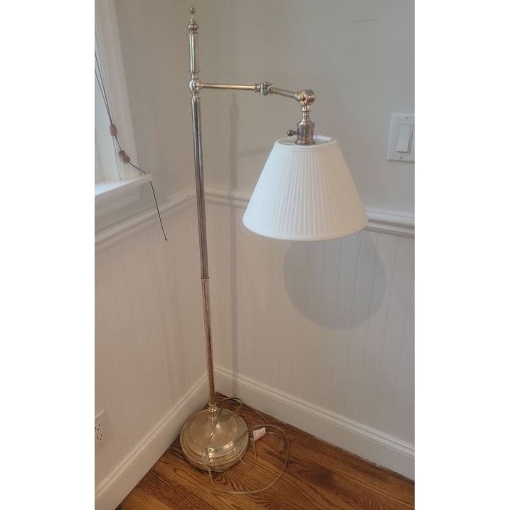 Metal Floor Lamp w/ Adjustable Arm & White Shade