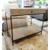 PAIR of Sawn Wood & Textured Steel 1-Drawer Side Tables by David Iatesta
