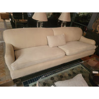 9-ft Standard Arm Upholstered Sofa w/ Dark Wood Nailhead Legs by George Smith