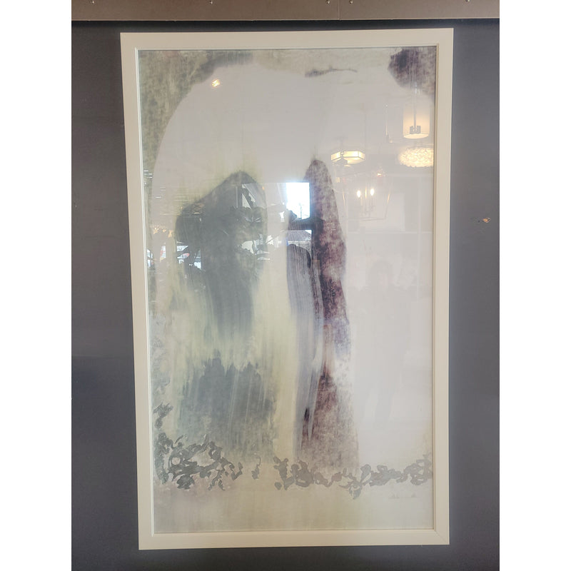 White & Gray Abstract Art Print in White Frame - colletteconsignment.com