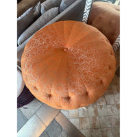 Tufted Orange Round Pouf