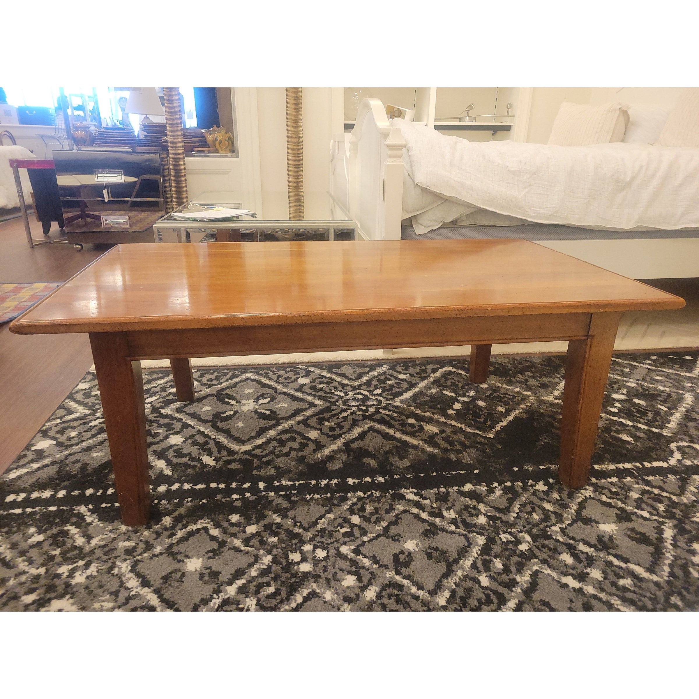 Vintage 4-ft Hardwood Coffee Table by C. Wright Table Co. - colletteconsignment.com