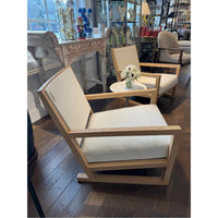 PAIR of 'Clio' Natural Wood Chairs w/ White Cushions by B&B Italia / Maxalto