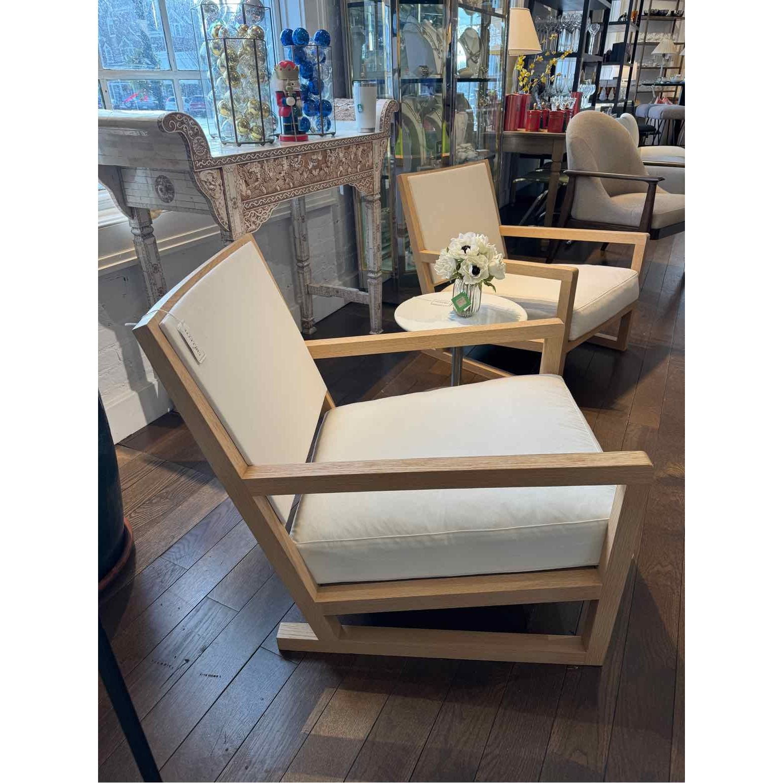 PAIR of 'Clio' Natural Wood Chairs w/ White Cushions by B&B Italia / Maxalto