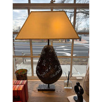 Vintage Brutalist Metal Teardrop Shape Table Lamp