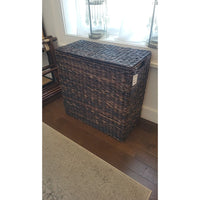 Rattan Laundry Hamper w/ 2 Removable Cloth Bins