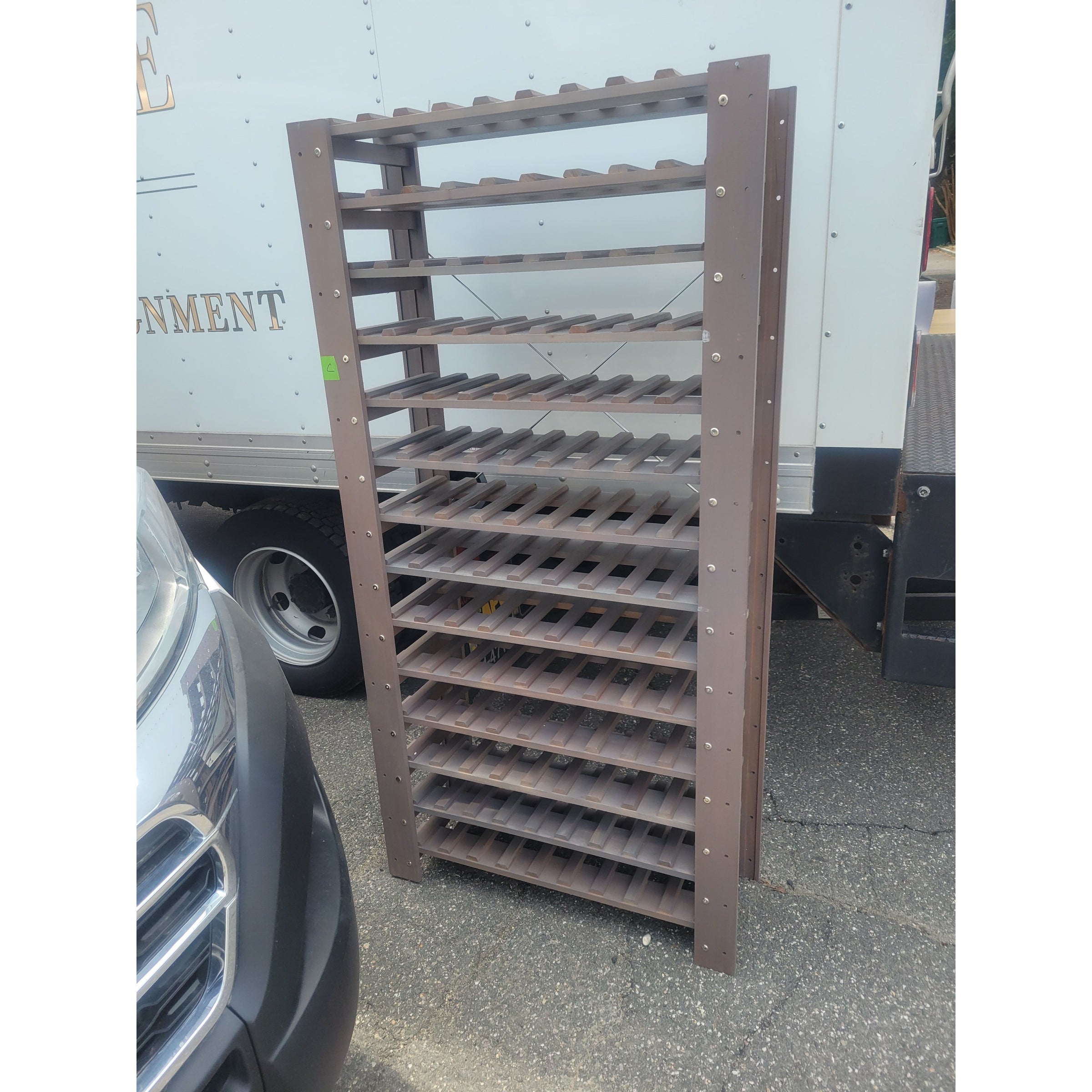 Gray Wood Standing Wine Rack