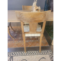 SET of 6 'Sussex' Driftwood Dining Chairs w/ White Leather Seats by Oly