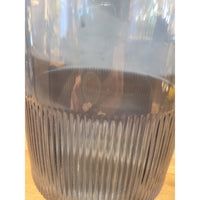 Tall Navy Glass Vase w/ Ribbed Bottom