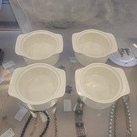 SET of 4 White Ceramic Ramekins w/ Lids