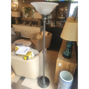 Bronze Finish Torchiere Floor Lamp w/ Frosted Glass Shade & Dimmer by Capital