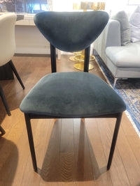 Custom Dark Green Performance Velvet Chairs w/ Black Steel Legs