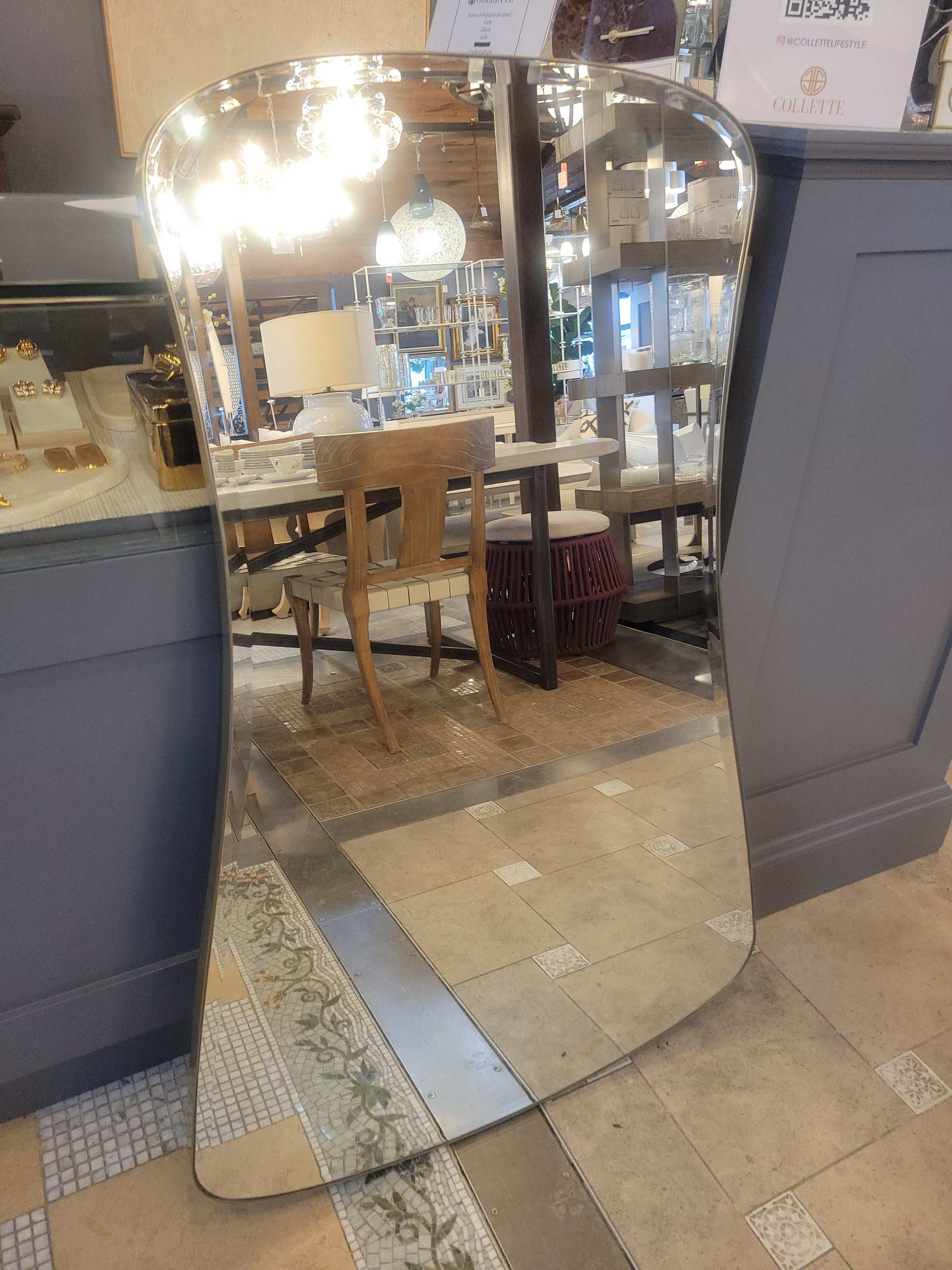 'Key' Satin Brass Mirror w/ Beveled Glass by Ashley Cholders