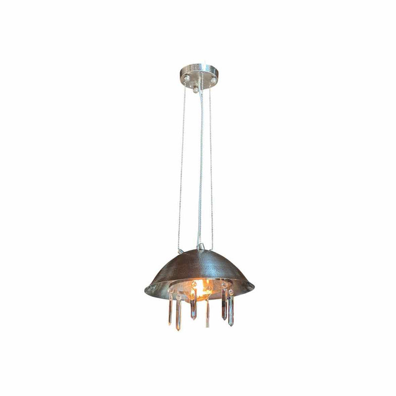 Art Nouveau Nickel & Crystal Pendant by Josef Hoffmann for WOKA Lamps Vienna