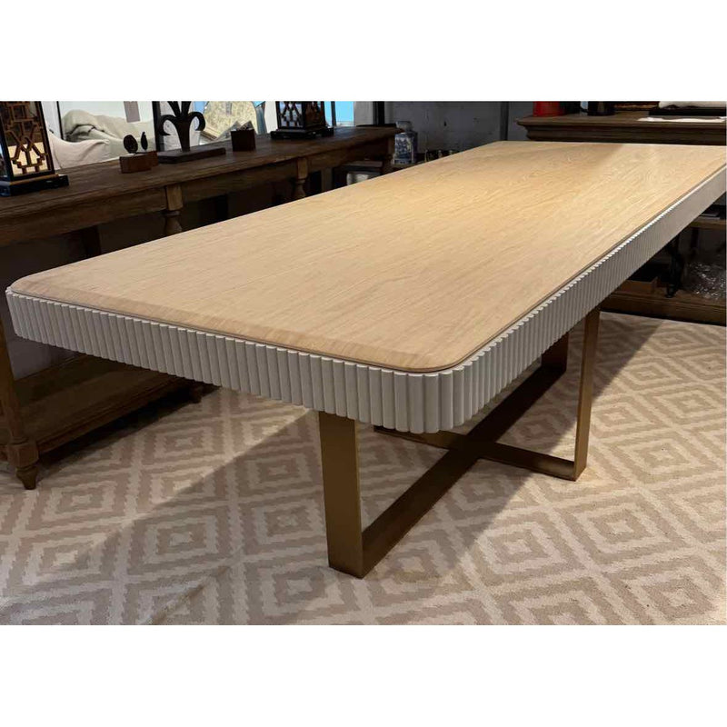 Eden Rock Dining Table w/ Lucite & Shiny Brass Plinth Legs