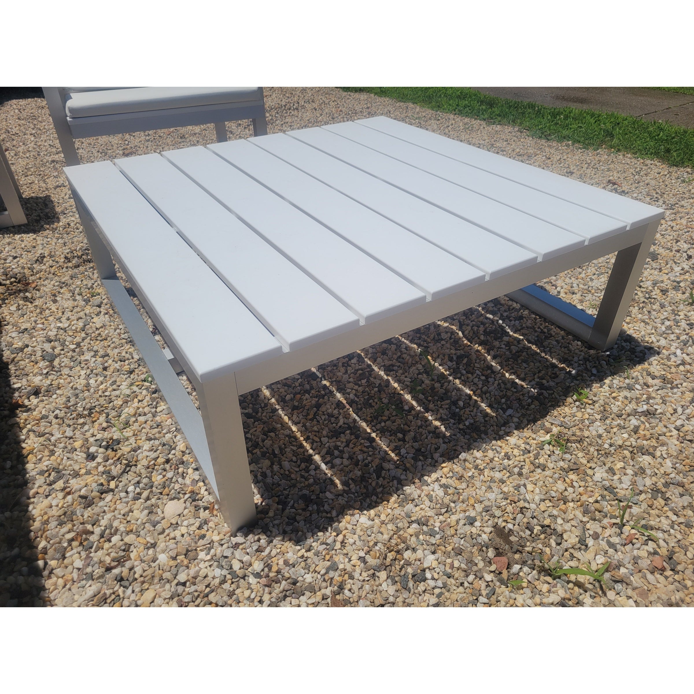 Aluminum Square Coffee Table w/ White Slat Top by Gandia Blasco