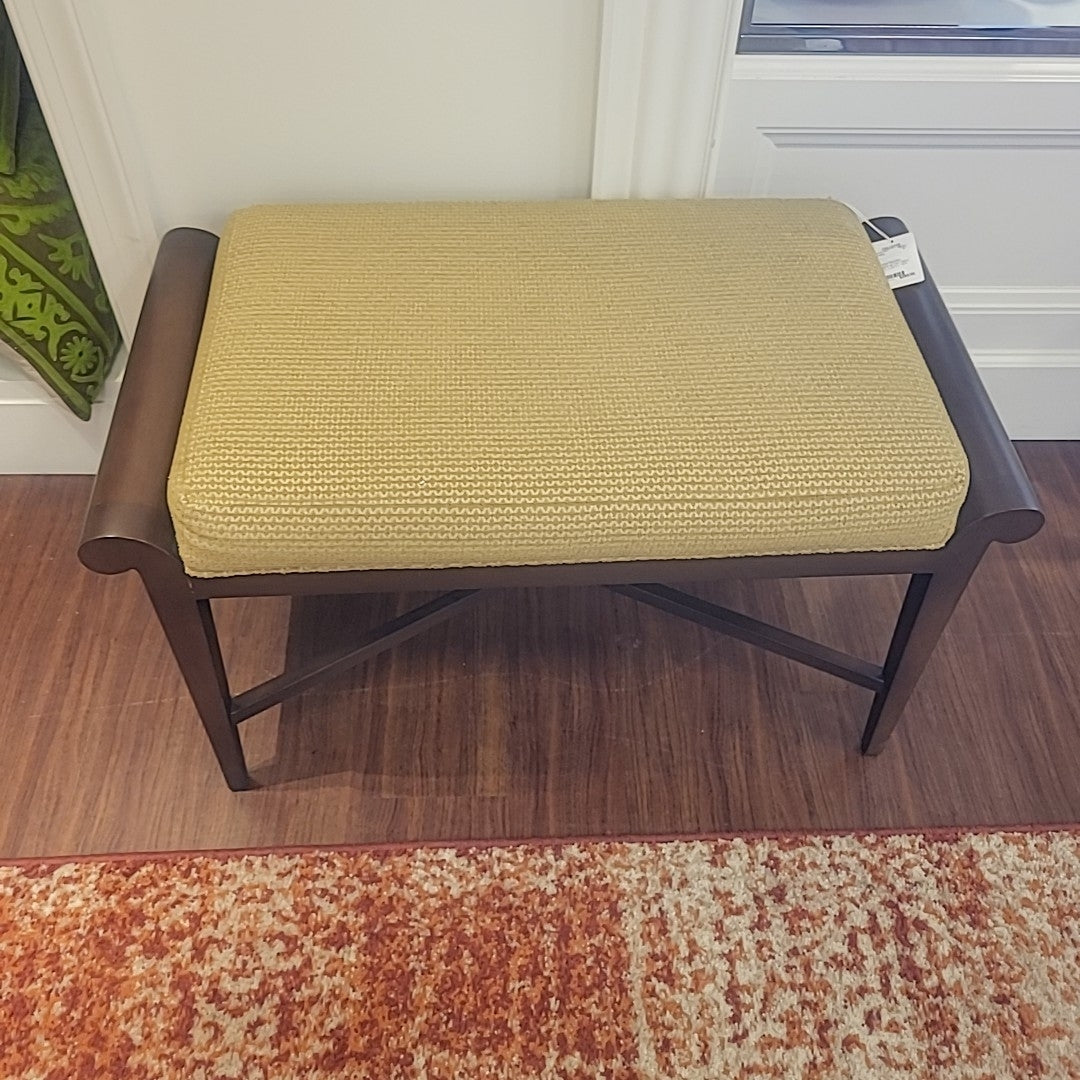 Drexel Wooden Bench w/ Tan Fabric