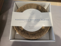 SET of 4 Handwoven Seagrass Plates & 20 White Parchment Paper Liners