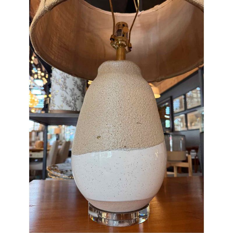 PAIR of Ceramic Table Lamps on Lucite Bases by Made Goods w/ Burlap Shades