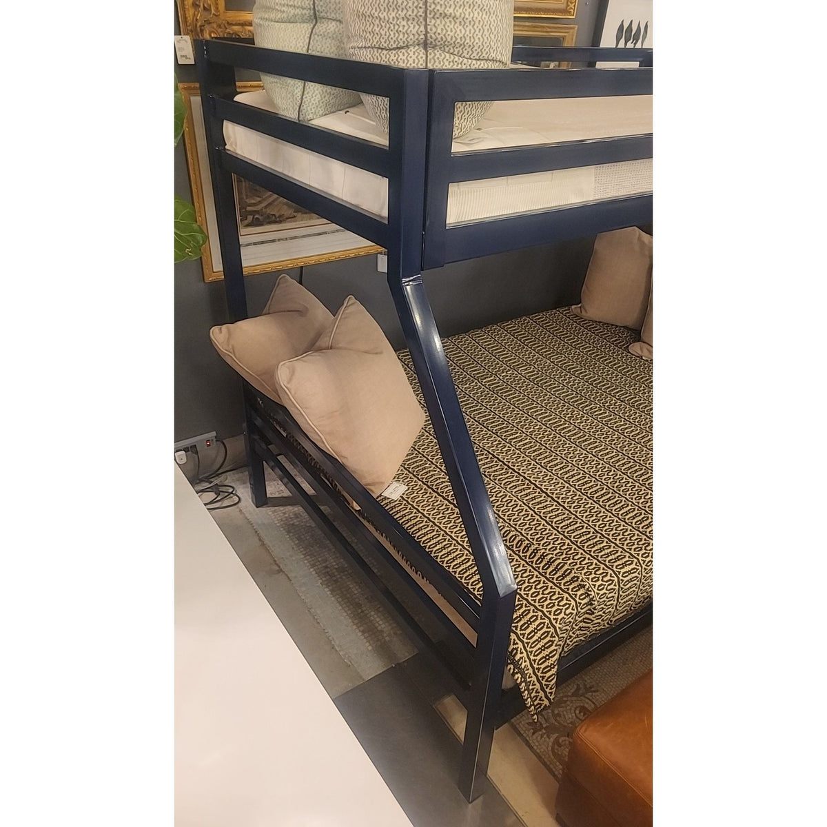 Twin Over Full Navy Metal Bunk Bed Frame - colletteconsignment.com