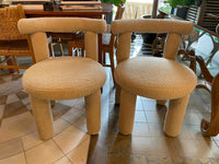 Set of 6 Cream Boucle Dining Chairs