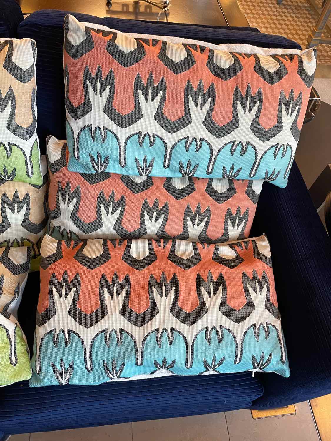 Vermilion & Blue Missoni Style Lumbar Pillow