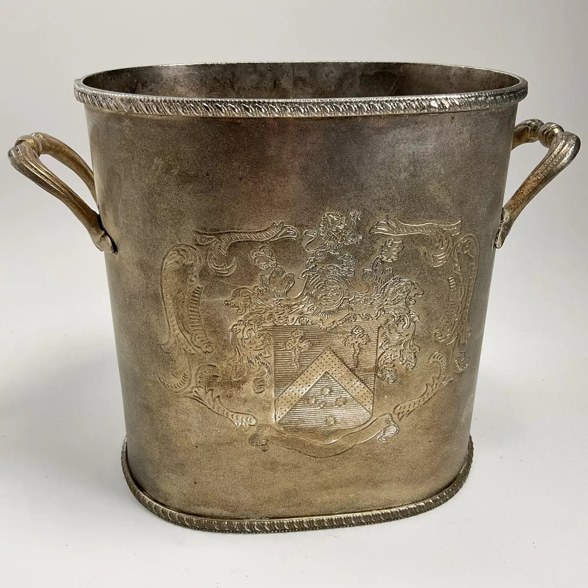 19th C. Silver French Wine Cooler w/ Coat of Arms
