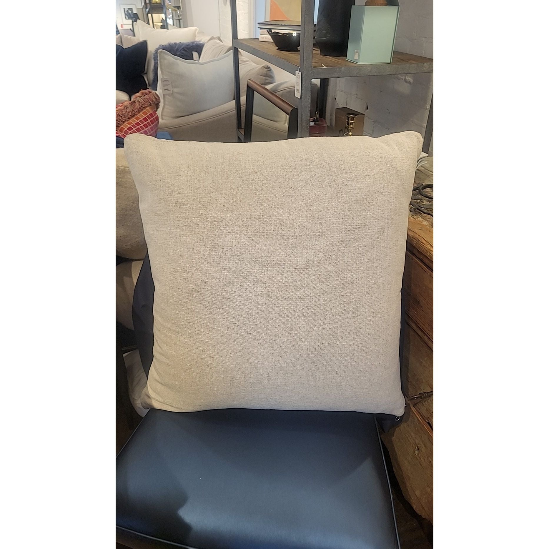 Beige Linen Pillow w/ Down Insert