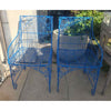 PAIR of Blue Scrolled Pattern Iron Wire Chairs - AS IS