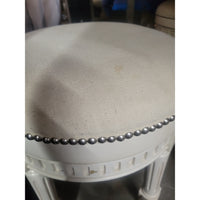 SET of 4 White Wood Cushioned Swivel Stools