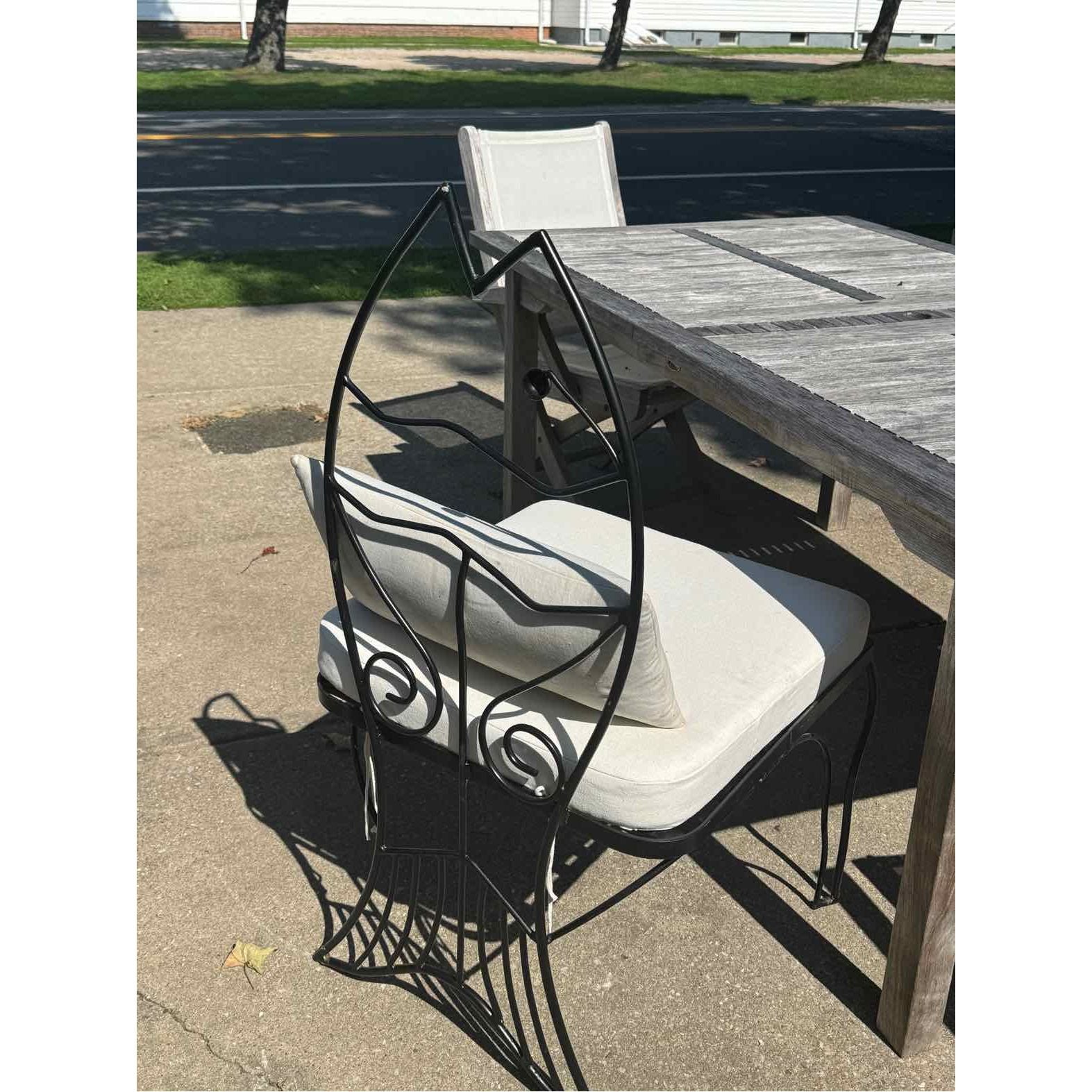 SET of 4 Custom European Black Iron Sculptural Fish Side Chairs (AS IS)