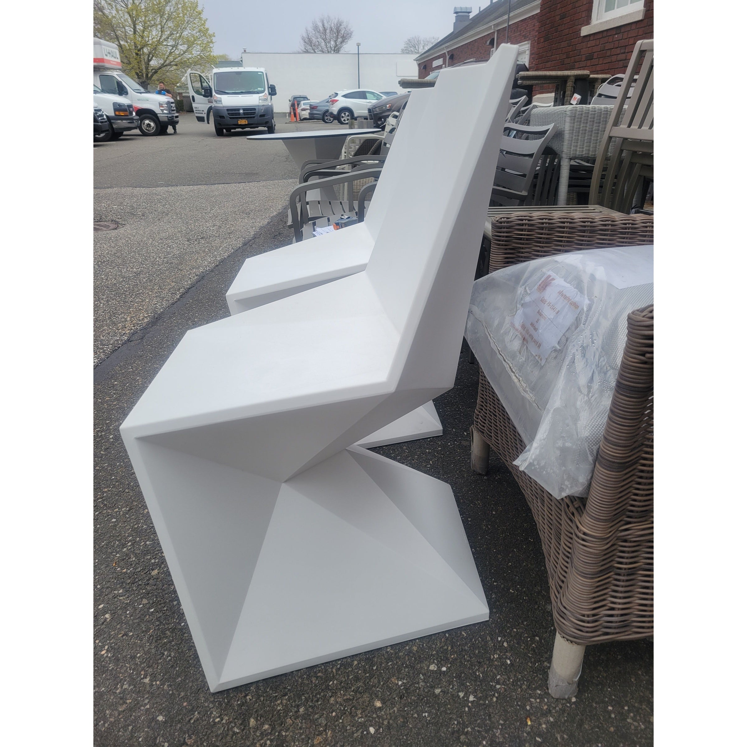 Vertex White Dining Set by Vondom - Includes Round Table & Pair of Chairs