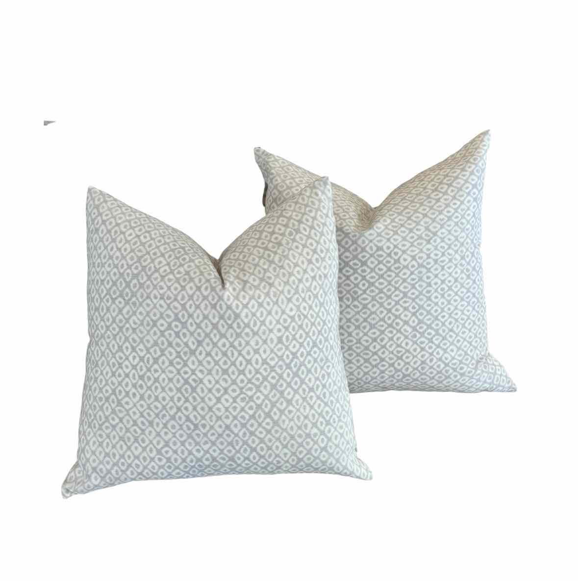 Pair of Square Linen Pillows w/ Lavender Animal Print