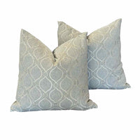 PAIR of Square Gray Embroidered Pattern Pillows