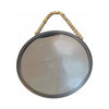 Round Hanging Metal Wall Mirror w/ Wood Beaded Rope