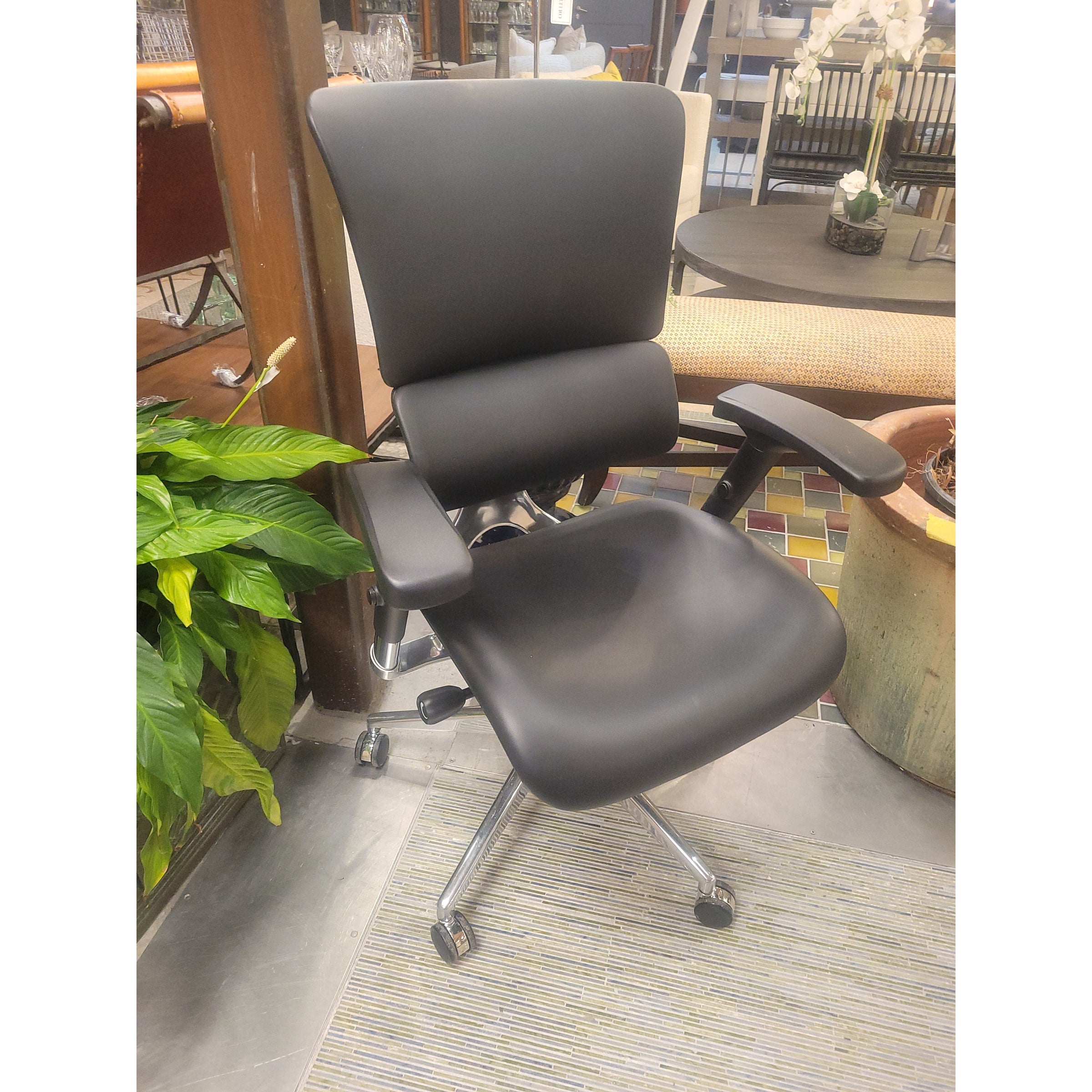 Black Vegan Leather Executive Rolling Desk Chair by X-Chair