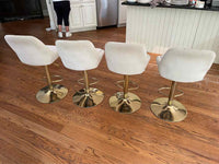 SET of 4 Velvet & Gold Metal Bar Stools by Coolmore (AS IS)