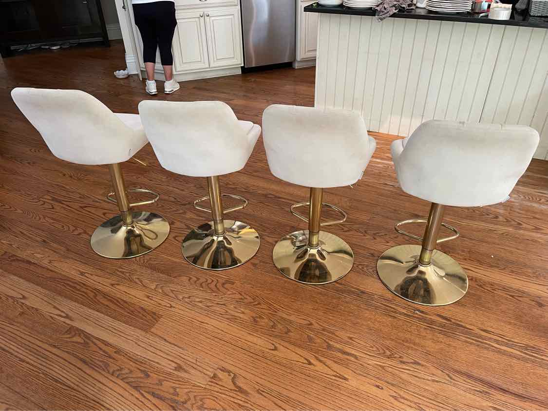 SET of 4 Velvet & Gold Metal Bar Stools by Coolmore (AS IS)