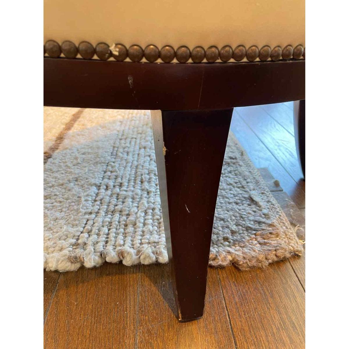Leather Back Greek Key Lounge Chair by Thomas Pheasant for Baker (AS IS)