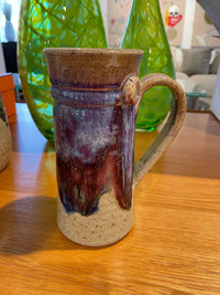 PAIR of Purple Painted Pottery Steins