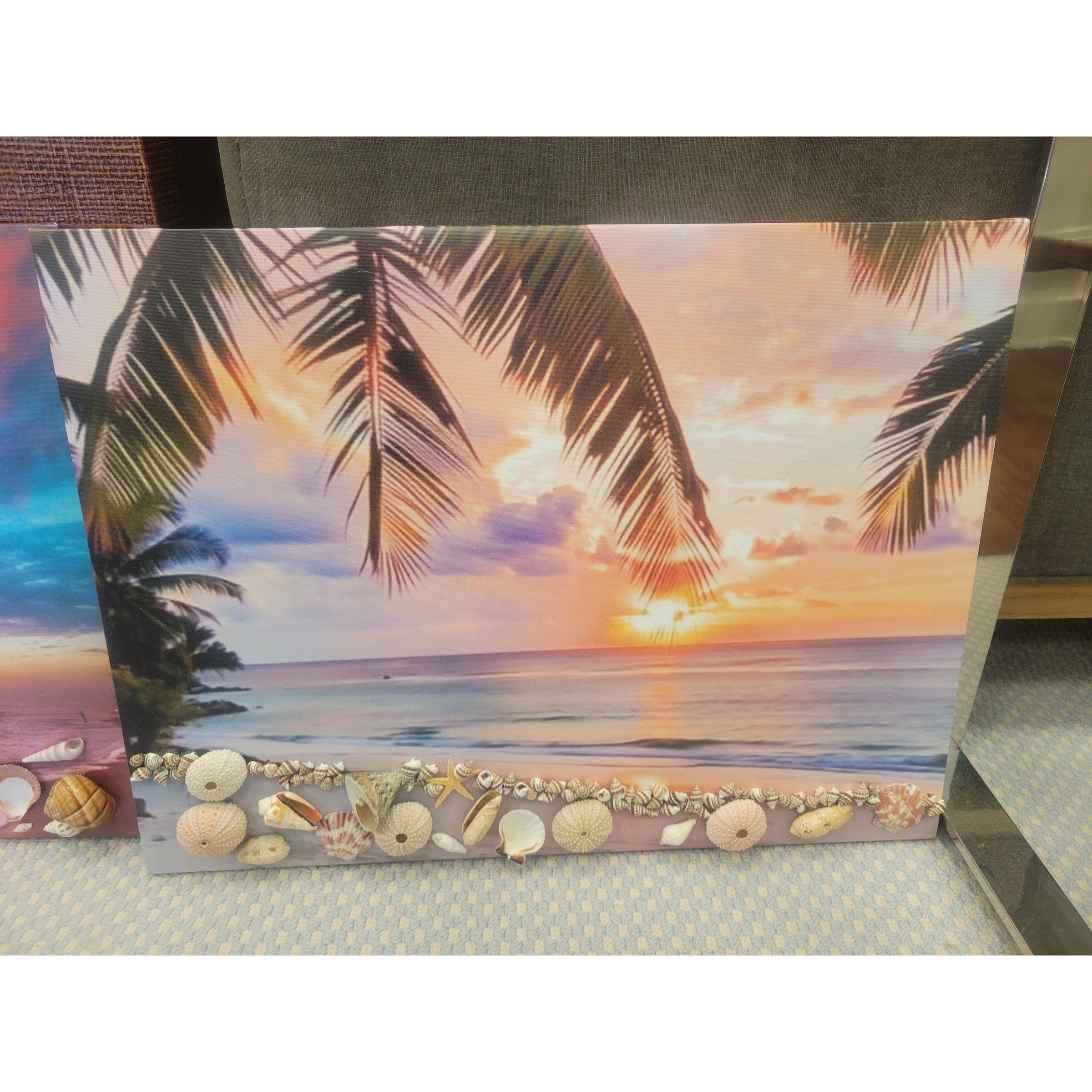 Caribbean Shells on Tropical Sunset Beach Canvas
