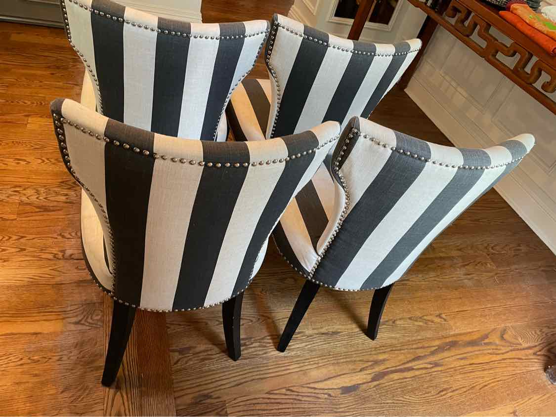 SET of 4 Striped Dining Chairs w/ Nailheads by Safavieh (AS IS)