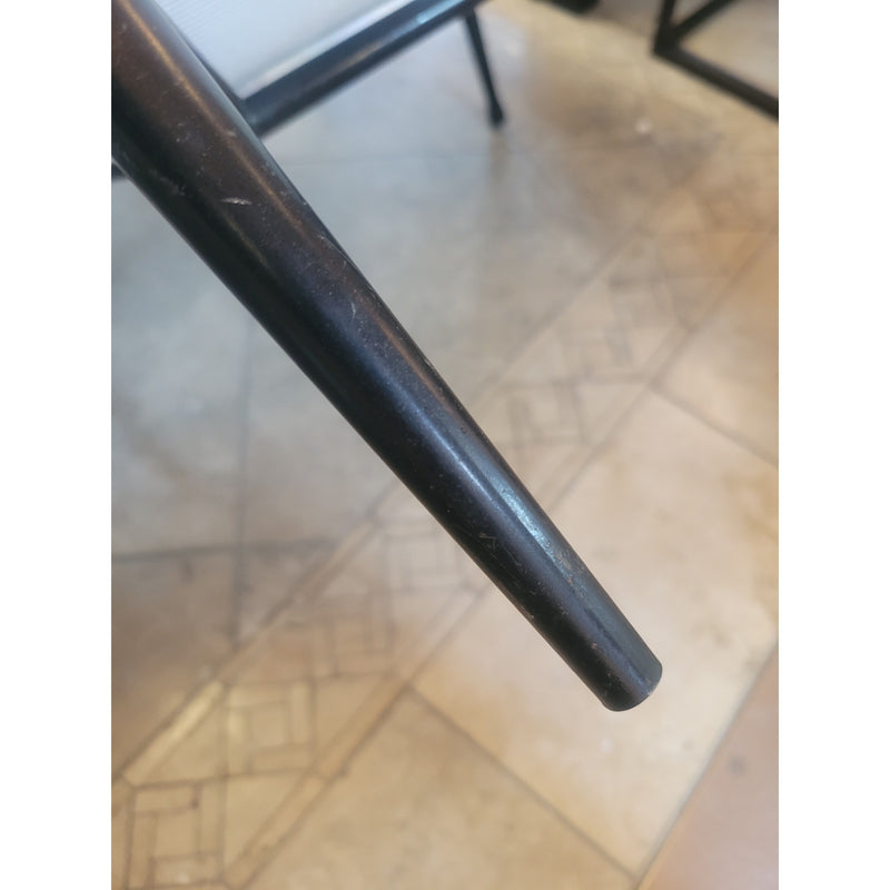 Tufted White Arm Chair w/ Black Metal Legs - AS IS