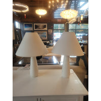 PAIR of White Stone Table Lamps w/ Shades