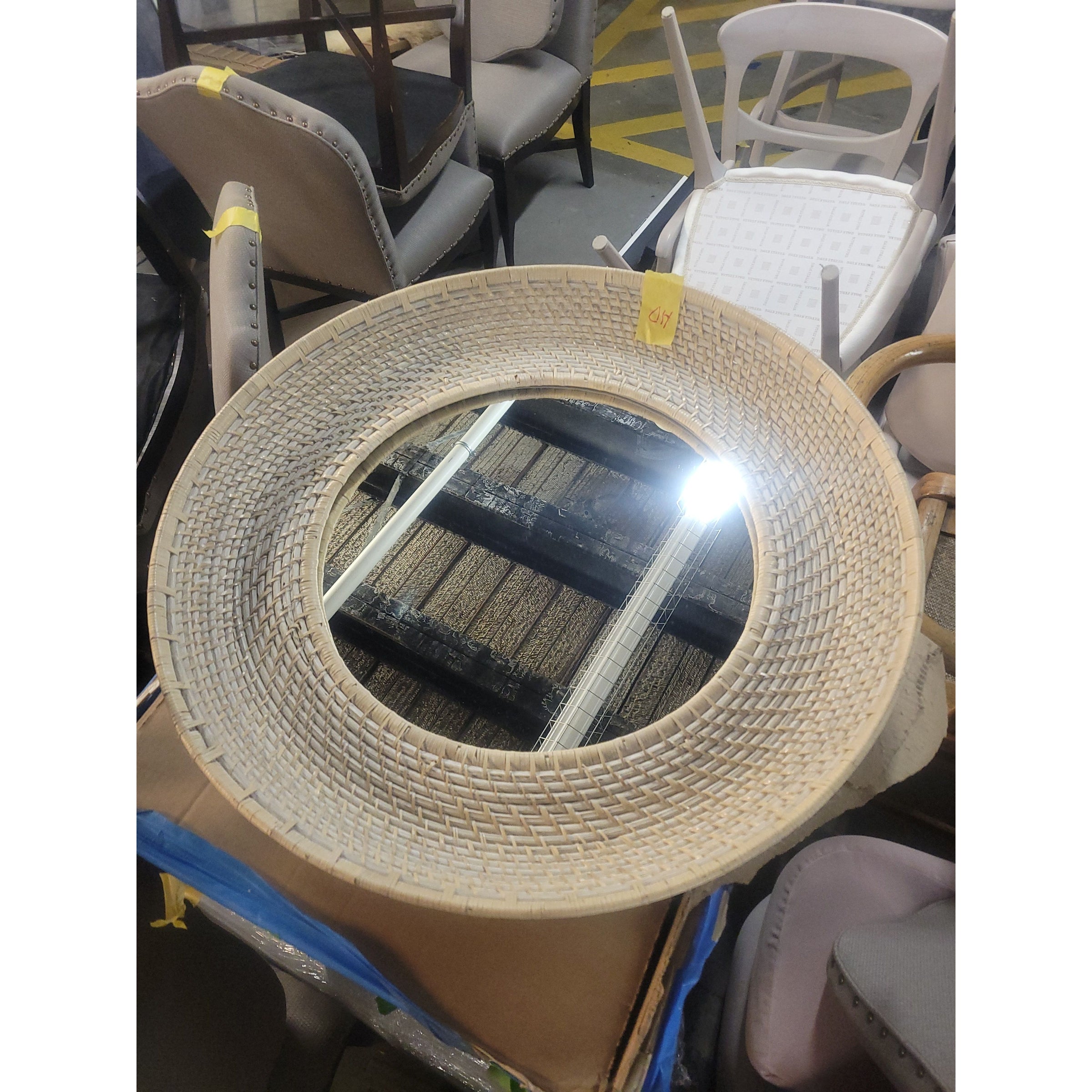 Round Natural Rattan Mirror - colletteconsignment.com