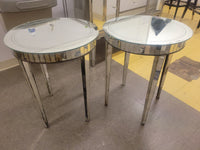 PAIR of Vintage Mirrored Glass Side Tables (AS IS)